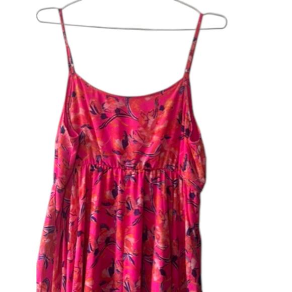 Torrid Bright Pink Floral Pleated Chiffon Midi Sleeveless Dress 22/24 3X New - Picture 4 of 6